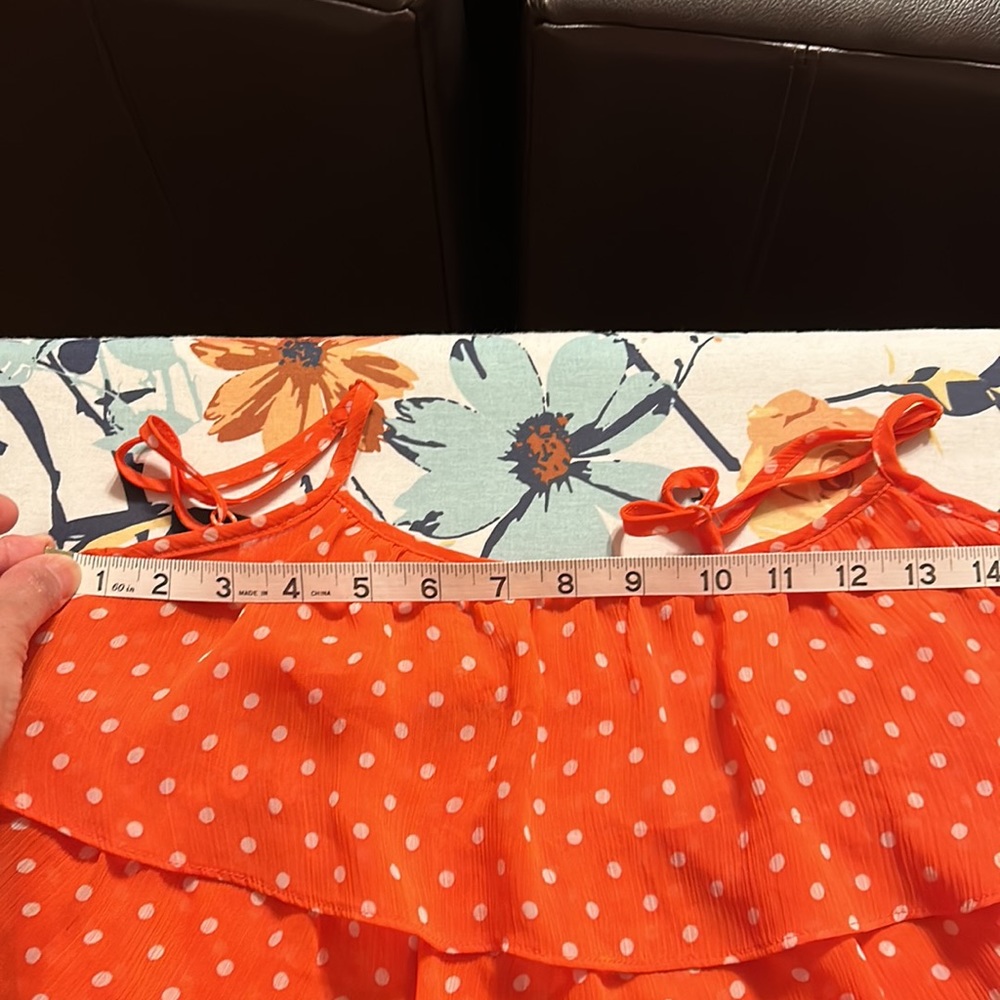 Forever 21 orange and white polka dots ruffle top - Picture 4 of 6